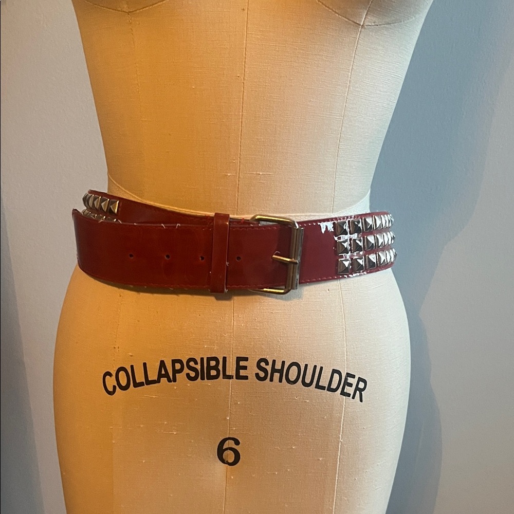 Chic Burgundy Studded Belt